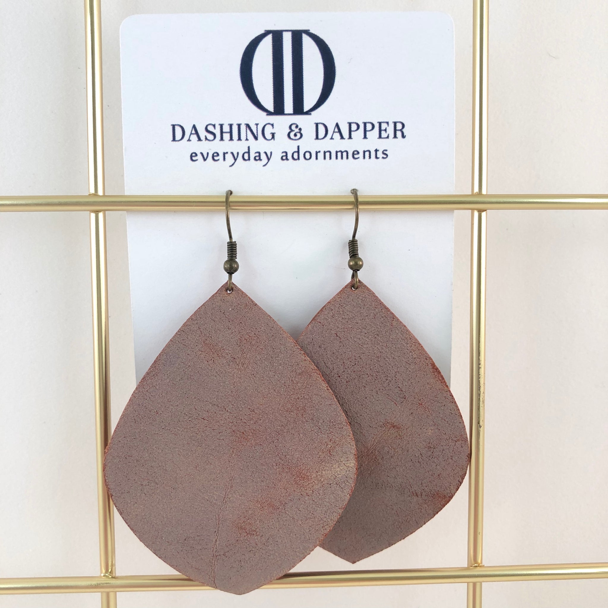 Rusted Root Large Leaf Leather Earrings